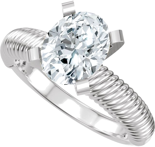 Sužadėtuvių Žiedas „Solitaire Rope“ 14k white gold Oval 8.5mm x 6.5mm (5)