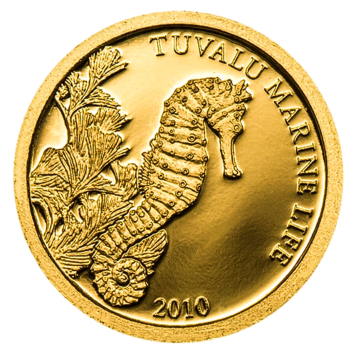2010 Тувалу Морской Конек (Морские обитатели) 1 доллар золотая монета (1)