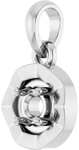 Pakabukas „Solitaire Bezel-Style Charm“ 10k white gold Round 3mm (2)