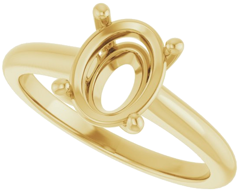 14K Yellow 9x7 mm Oval Solitaire Engagement Ring Mounting (5)