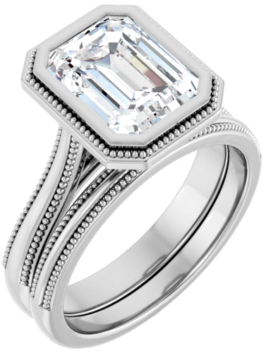 Sužadėtuvių Žiedas „Solitaire“ 585 Baltojo Aukso Emerald 9mm x 7mm (6)