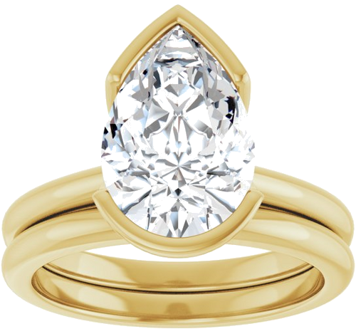 Sužadėtuvių Žiedas „Half-Bezel“ 14k yellow gold Pear 12mm x 8mm (8)