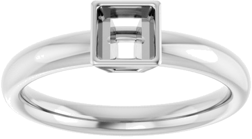 Sužadėtuvių Žiedas „Bezel-Set Solitaire“ 14k white gold Square 4mm (3)