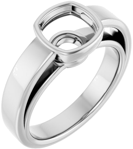 Sužadėtuvių Žiedas „Bezel-Set Solitaire“ 14k white gold Cushion 7mm (1)