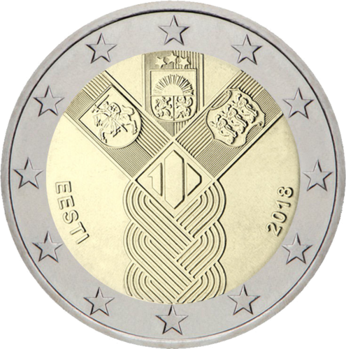 2018 Estija Baltijos valstybių 100-metis 2 eurų BU moneta kortelėje (2)