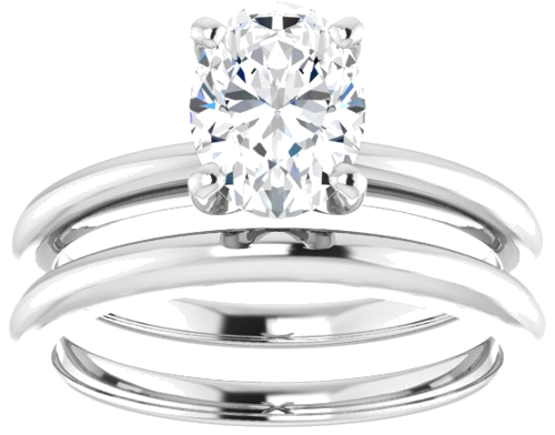 Sužadėtuvių Žiedas „Solitaire“ 585 Baltojo Aukso Oval 8mm x 6mm (8)