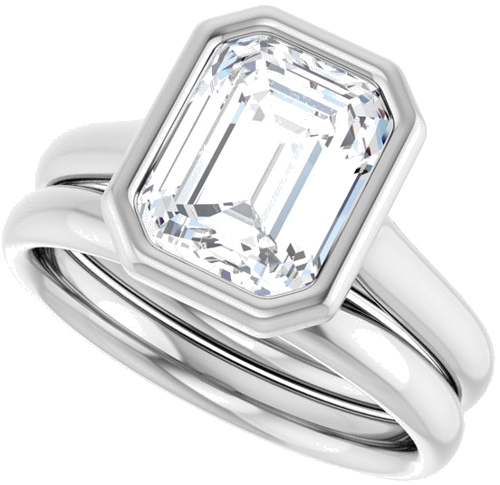 Platinum  9x7 mm Emerald Solitaire Engagement Ring Mounting (10)