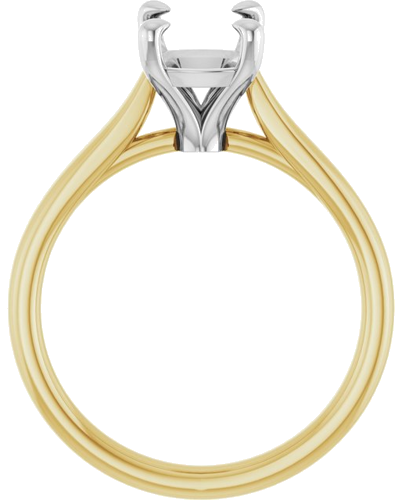 Sužadėtuvių Žiedas „Claw-Prong Solitaire“ 14k yellow/white gold Elongated Cushion 9mm x 7mm (2)