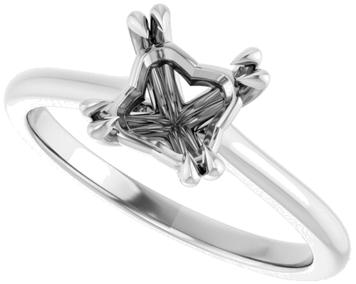 Sužadėtuvių Žiedas „Double Claw-Prong“ 14k white gold Square 6mm (5)