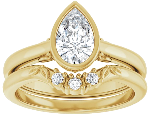 Sužadėtuvių Žiedas „Bezel-Set“ 14k yellow gold Pear 8mm x 5mm (8)