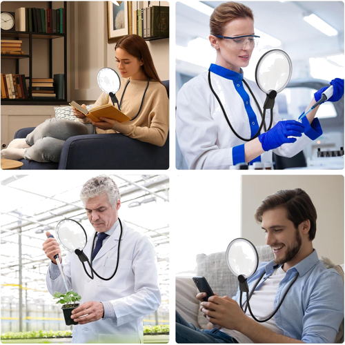 Laisvų rankų didinamasis stiklas au ištraukiamu lęšiu ir Led apšvietimu 2x (4)