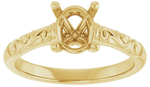 Sužadėtuvių Žiedas „Solitaire“ 585 Geltonojo Aukso Oval 8mm x 6mm (3)