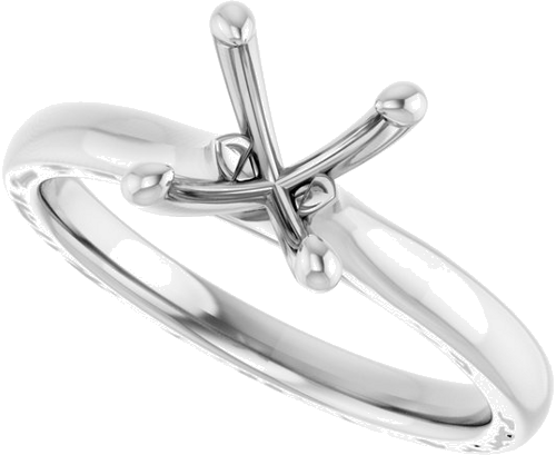 14K White 7.4 mm Round Solitaire Engagement Ring Mounting (5)
