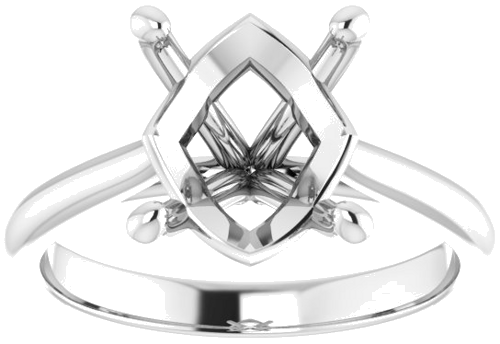 14K White 11x9 mm Oval Solitaire Engagement Ring Mounting (3)