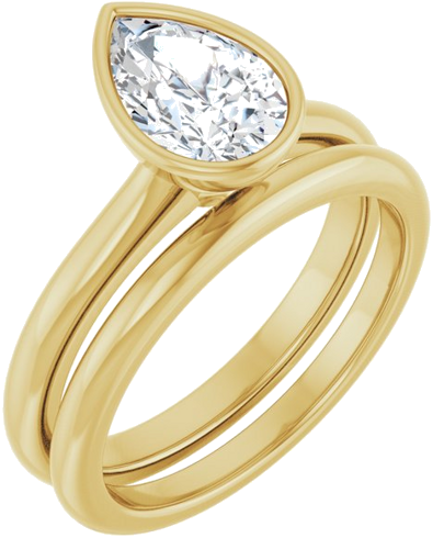 Sužadėtuvių Žiedas „Bezel-Set Solitaire“ 14k yellow gold Pear 9mm x 6mm (6)