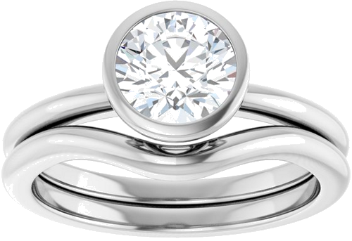 Sužadėtuvių Žiedas „Bezel-Set“ 14k white gold Round 6.5mm (8)