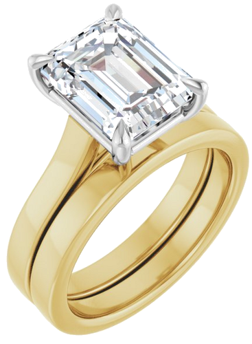 Sužadėtuvių Žiedas „Claw-Prong“ 14k yellow/white gold Emerald 10mm x 8mm (6)