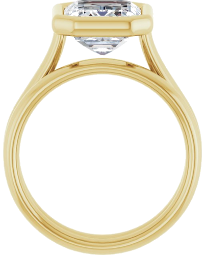 Sužadėtuvių Žiedas „Bezel-Set Solitaire“ 750 Geltonojo Aukso Emerald 10mm x 8mm (7)