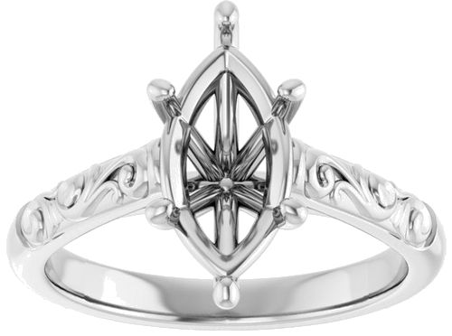 Sužadėtuvių Žiedas „Solitaire“ 14k white gold Marquise 12mm x 6mm (3)