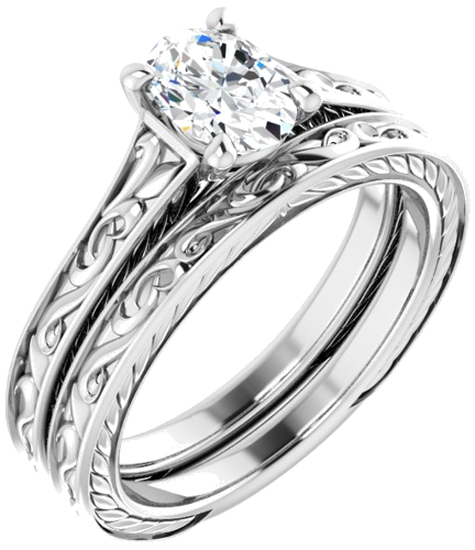 14K White 7x5 mm Oval Engagement Ring Mounting (6)