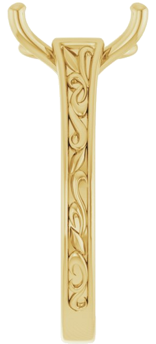 Sužadėtuvių Žiedas „Solitaire Scroll“ 14k yellow gold Emerald 10mm x 8mm (4)