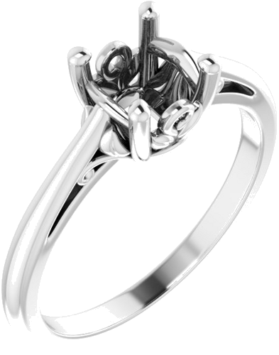 14K White 6.5 mm Round Solitaire Engagement Ring Mounting (1)