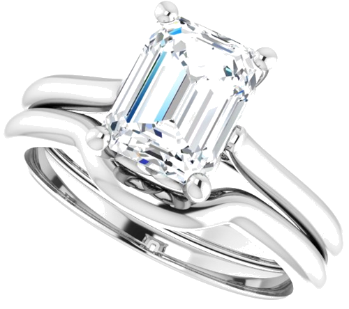 Sužadėtuvių Žiedas „Solitaire“ 950 Platinos Emerald 8mm x 6mm (10)