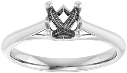 14K White 5 mm Cushion Solitaire Engagement Ring Mounting (3)