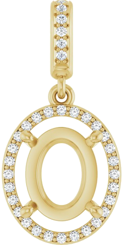 Pakabukas „Halo-Style“ 14k yellow gold Oval 10mm x 8mm (1)