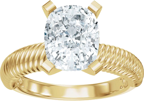 Sužadėtuvių Žiedas „Solitaire Rope“ 14k yellow gold Elongated Cushion 9mm x 7mm (3)