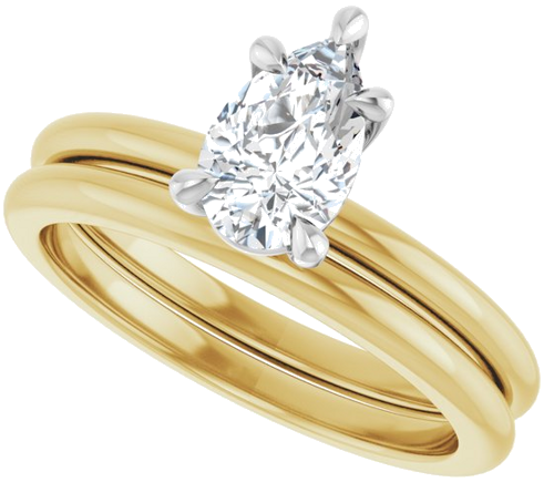 Sužadėtuvių Žiedas „Claw-Prong“ 14k yellow/white gold Pear 8mm x 5mm (10)