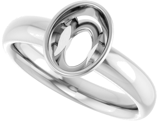 Sužadėtuvių Žiedas „Bezel-Set Solitaire“ 585 Baltojo Aukso Oval 8mm x 6mm (5)