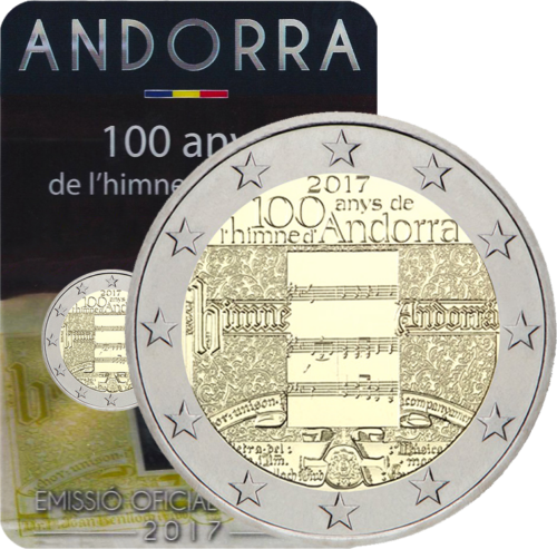 2017 Andora Nacionaliniam himnui 100 metų 2 eurų moneta (1)