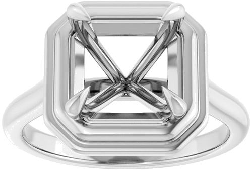 Sužadėtuvių Žiedas „Claw-Prong Solitaire“ 14k white gold Asscher 8mm (3)
