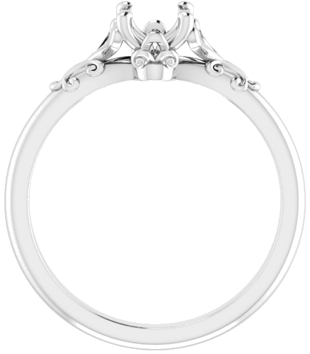 14K White 7x5 mm Oval Solitaire Engagement Ring Mounting (2)