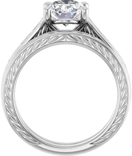 Sužadėtuvių Žiedas „Solitaire Scroll“ 14k white gold Oval 9mm x 7mm (7)