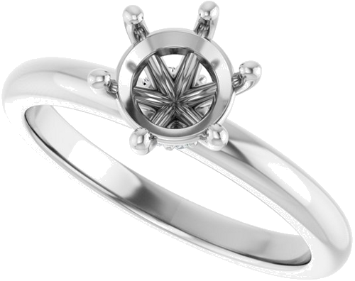 Sužadėtuvių Žiedas „Accented“ 14k white gold Round 6.5mm (5)