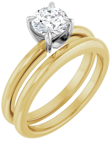 14K Yellow White 5.8 mm Round Solitaire Engagement Ring Mounting (6)