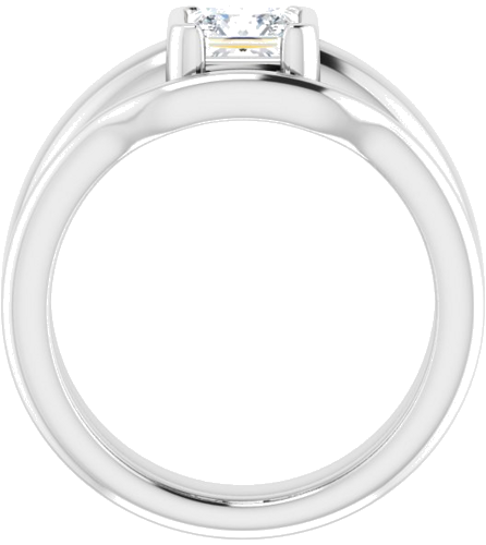 14K White 5.5 x 5.5 mm Square Half Bezel Solitaire Engagement Ring Mounting (7)