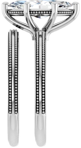 Sužadėtuvių Žiedas „Solitaire Milgrain“ 14k white gold Marquise 12mm x 6mm (9)