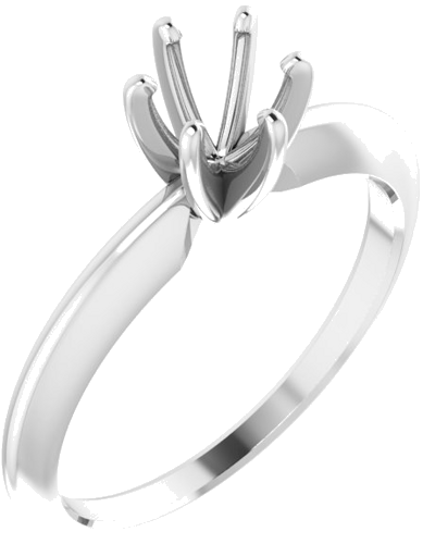 14K White 5-5.3 mm Round 6-Prong Comfort-Fit Solitaire Ring Mounting (1)