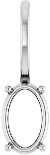 Pakabukas „Solitaire Charm“ 585 Baltojo Aukso Oval 6mm x 4mm (1)