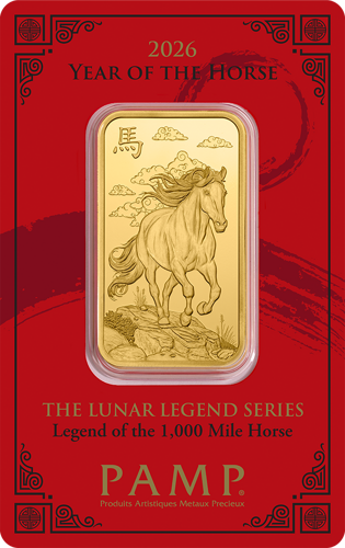 1 oz kolekcionējams investīciju zelta lietnis Zirga gads PAMP (1)