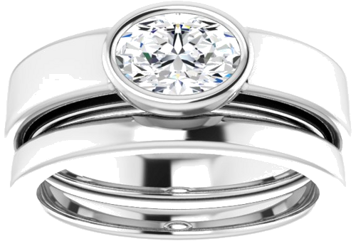 Sužadėtuvių Žiedas „Bezel-Set Solitaire“ 14k white gold Oval 7mm x 5mm (8)