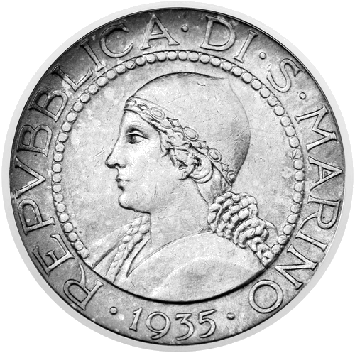 5 лир 1938 Сан-Марино серебряная монета (1)