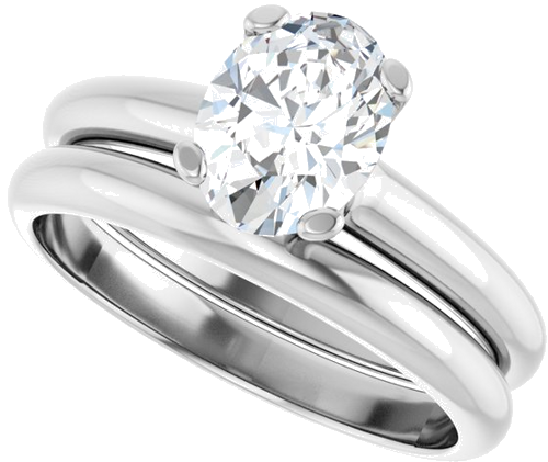 Sužadėtuvių Žiedas „Solitaire“ 14k white gold Oval 8mm x 6mm (10)