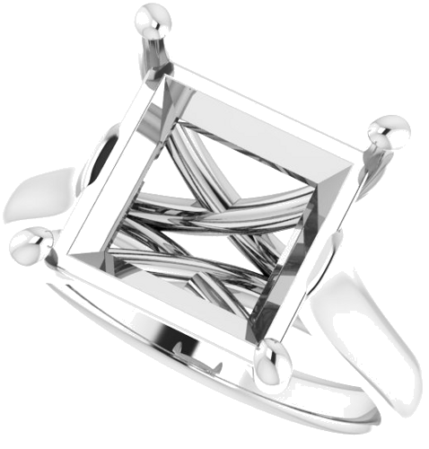 14K White 10 mm Square Solitaire Engagement Ring Mounting (5)