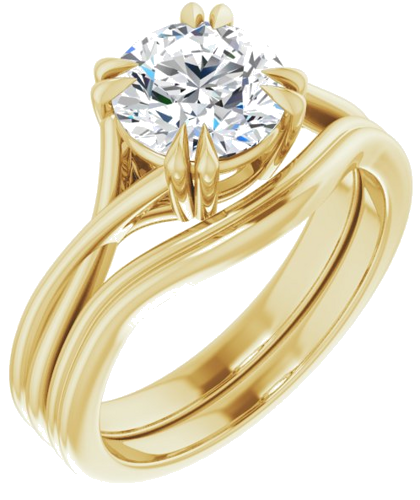 Sužadėtuvių Žiedas „Double Claw-Prong Solitaire Criss-Cross“ 14k yellow gold Round 7.4mm (6)