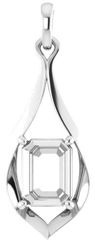 Pakabukas „Solitaire“ 585 Baltojo Aukso Emerald 8mm x 6mm (1)