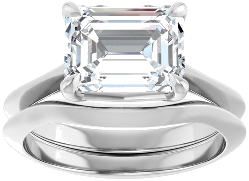 Sužadėtuvių Žiedas „Claw-Prong Solitaire“ 14k white gold Emerald 9mm x 7mm (8)